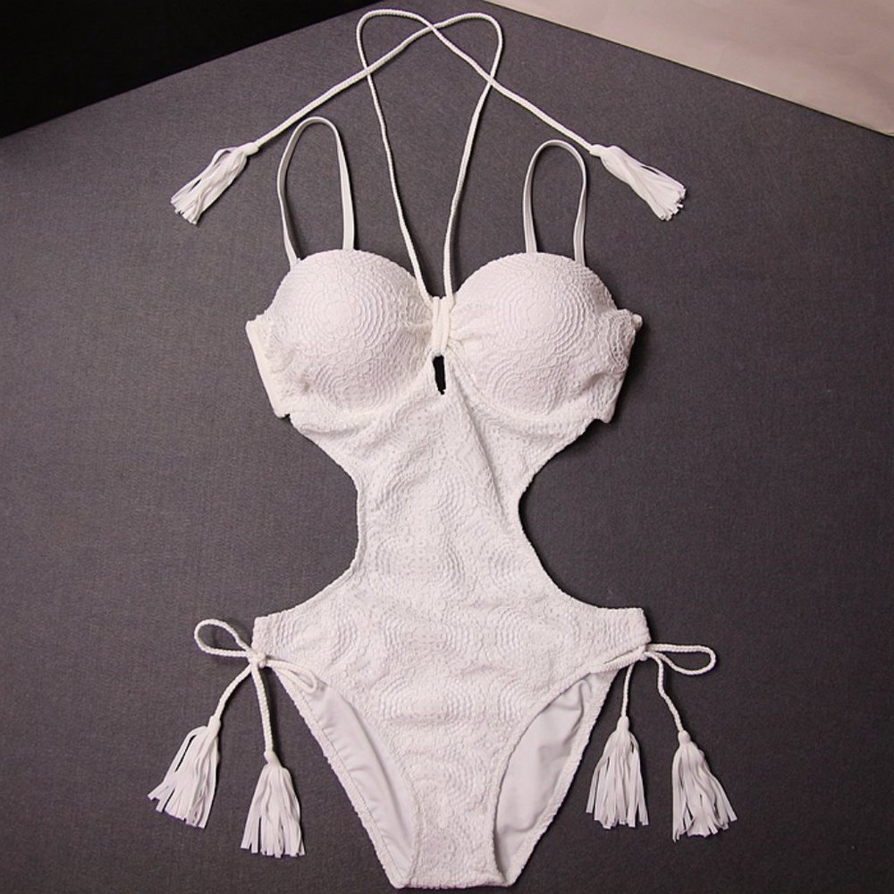Sexy white one-piece with lace